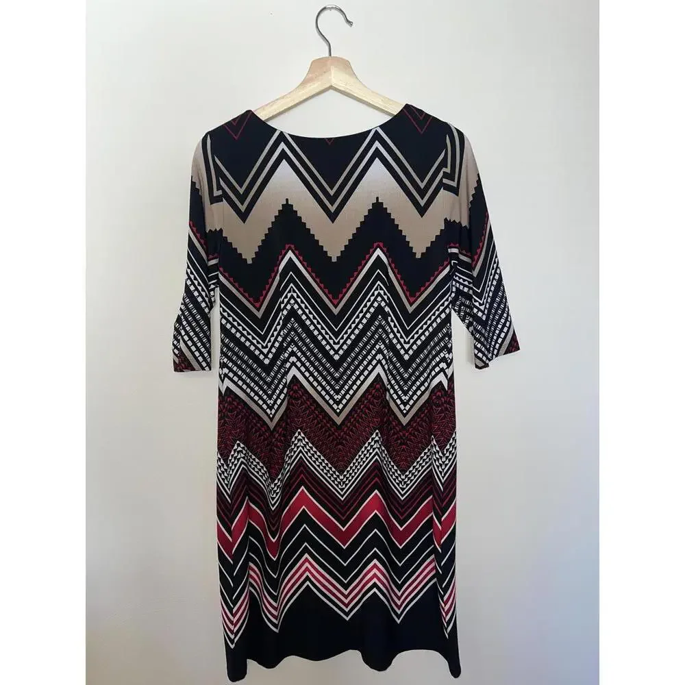 Modern Retro 60s 70s Inspired‎ Bold Chevron Color Blocked Workwear Shift Mod Med